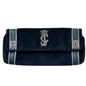 Juicy Couture Suze‎ Chain Velour Clutch Black Y2K Beaded Bedazzled NEW